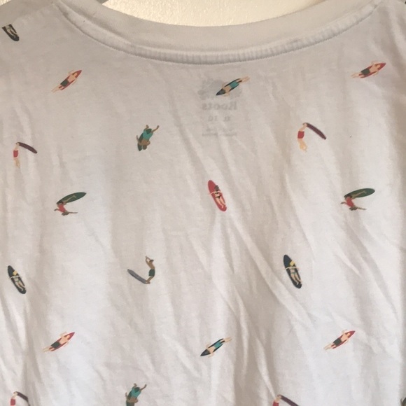 Roots all over surf print T-shirt unisex XL white - Picture 5 of 9